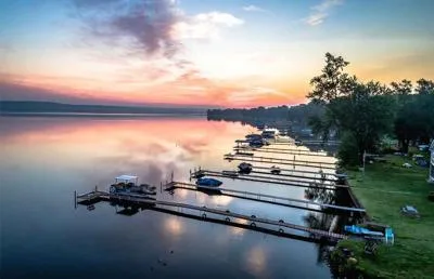 Dock at sunrise, Chautauqua Lake investment properties